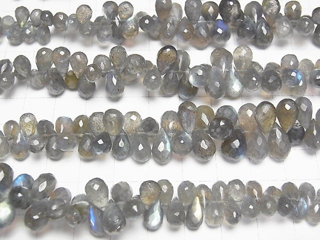 [Video] High Quality Labradorite AAA Drop  Faceted Briolette  1/4 or 1strand beads (aprx.8inch/20cm)