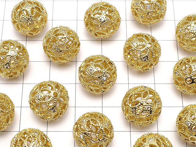 Metal Parts watermark patterned round 15 mm gold color w / CZ 1 pc $2.79!