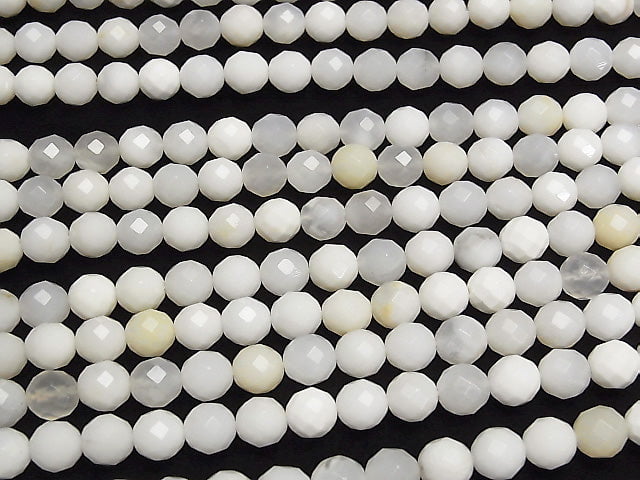 Tanzania White Opal 64 Faceted Round 8 mm half or 1 strand beads (aprx.15 inch / 37 cm)