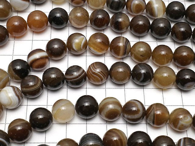 [Video] Brown stripe agate AAA Round 12mm 1strand beads (aprx.15inch / 37cm)