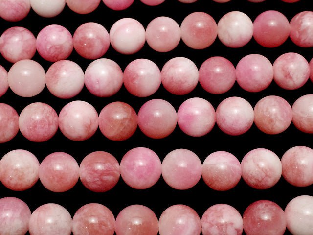 1strand $6.79! Pink & White Jade Round 12mm 1strand beads (aprx.15inch / 38cm)