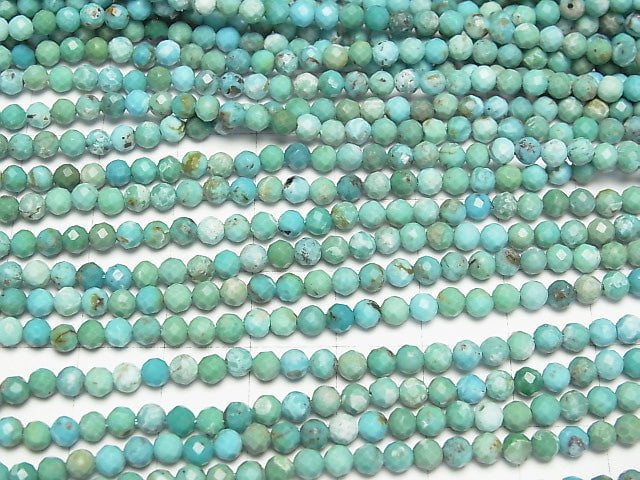 [Video] High Quality!  Turquoise AA++ Faceted Round 3mm  1strand beads (aprx.15inch/37cm)