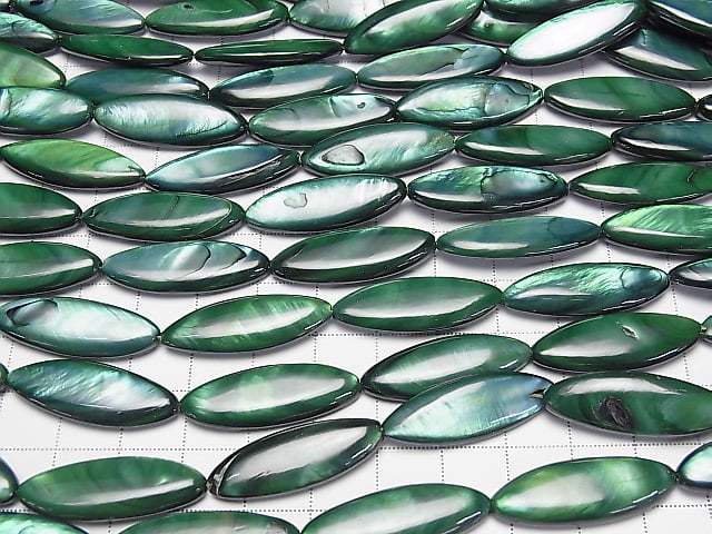 [Video] Green color Shell Marquise 30x10x4mm 1strand beads (aprx.13inch/33cm)