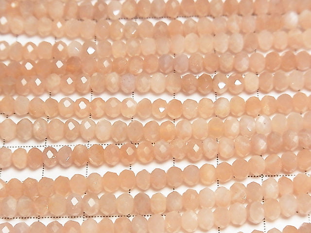 [Video] High Quality! Orange Moonstone AAA - Faceted Button Rondelle 5 x 5 x 3 mm half or 1 strand beads (aprx.15 inch / 38 cm)