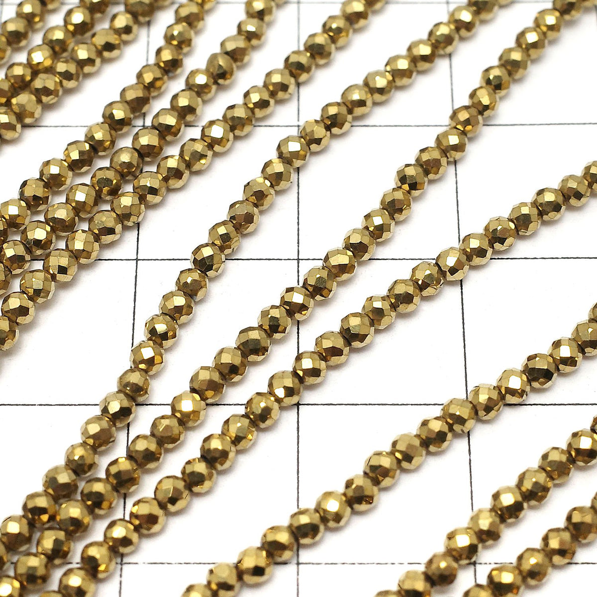 High Quality! Hematite Faceted Round 2mm gold coated 1strand beads (aprx.15inch/36cm)