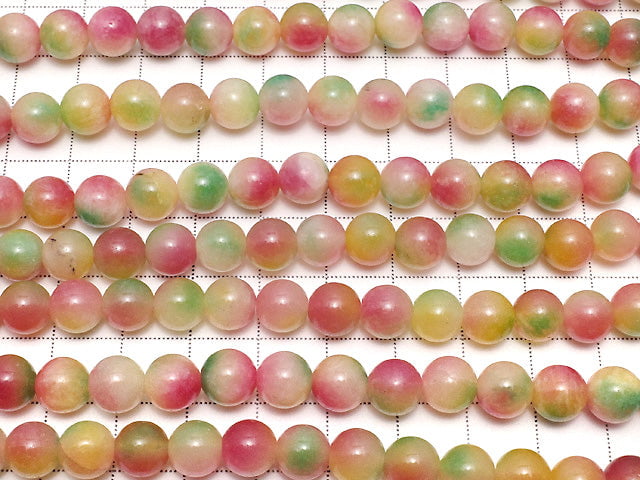 Red & Green Jade Round 8mm 1strand beads (aprx.15inch / 36cm)