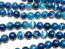 Blue Stripe Agate Round 12mm 1strand beads (aprx.15inch / 36cm)