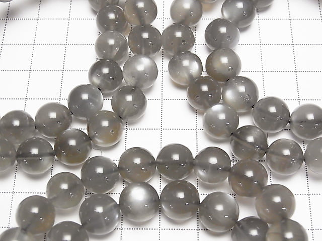 [Video] Gray Moonstone AAA- Round 10mm Bracelet