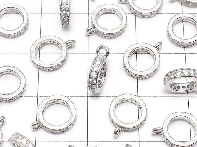 New size now available! Metal parts Roundel with Ring [6mm][7mm][8mm][10mm] Silver color (with CZ) 3pcs