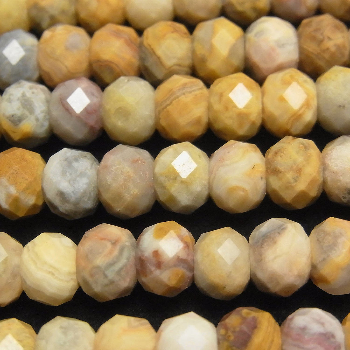 高品質！瘋狂瑪瑙刻面鈕扣圓珠 8x8x6毫米 一串珠子 (約 14 英寸/35 公分)