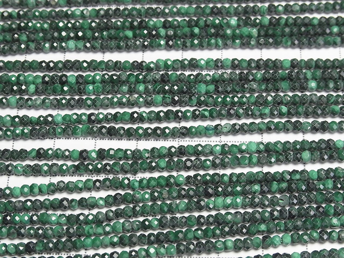 Malachite AA+ Faceted Button Rondelle 3x3x2mm 1strand beads (aprx.15inch/37cm)High Quality!