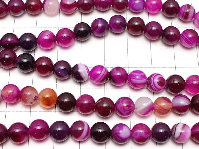 [Video] Pink stripe agate Round 8mm 1strand beads (aprx.15inch / 36cm)