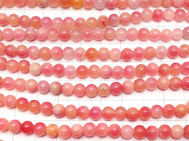 Pink & Yellow Jade Round 6mm 1strand beads (aprx.15inch / 36cm)