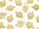 Metal Parts Joint Parts Flower 10.5 x 8 mm Gold Color (with CZ) 1 pc $1.99