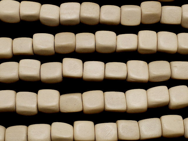 White Wood Cube 9x9x9mm 1strand beads (aprx.15inch / 38cm)