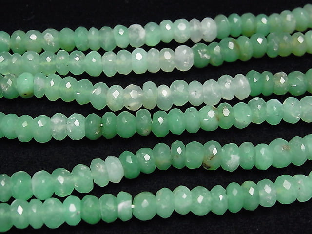 [Video] Chrysoprase AAA--AA++ Faceted Button Rondelle  half or 1strand beads (aprx.14inch/34cm)