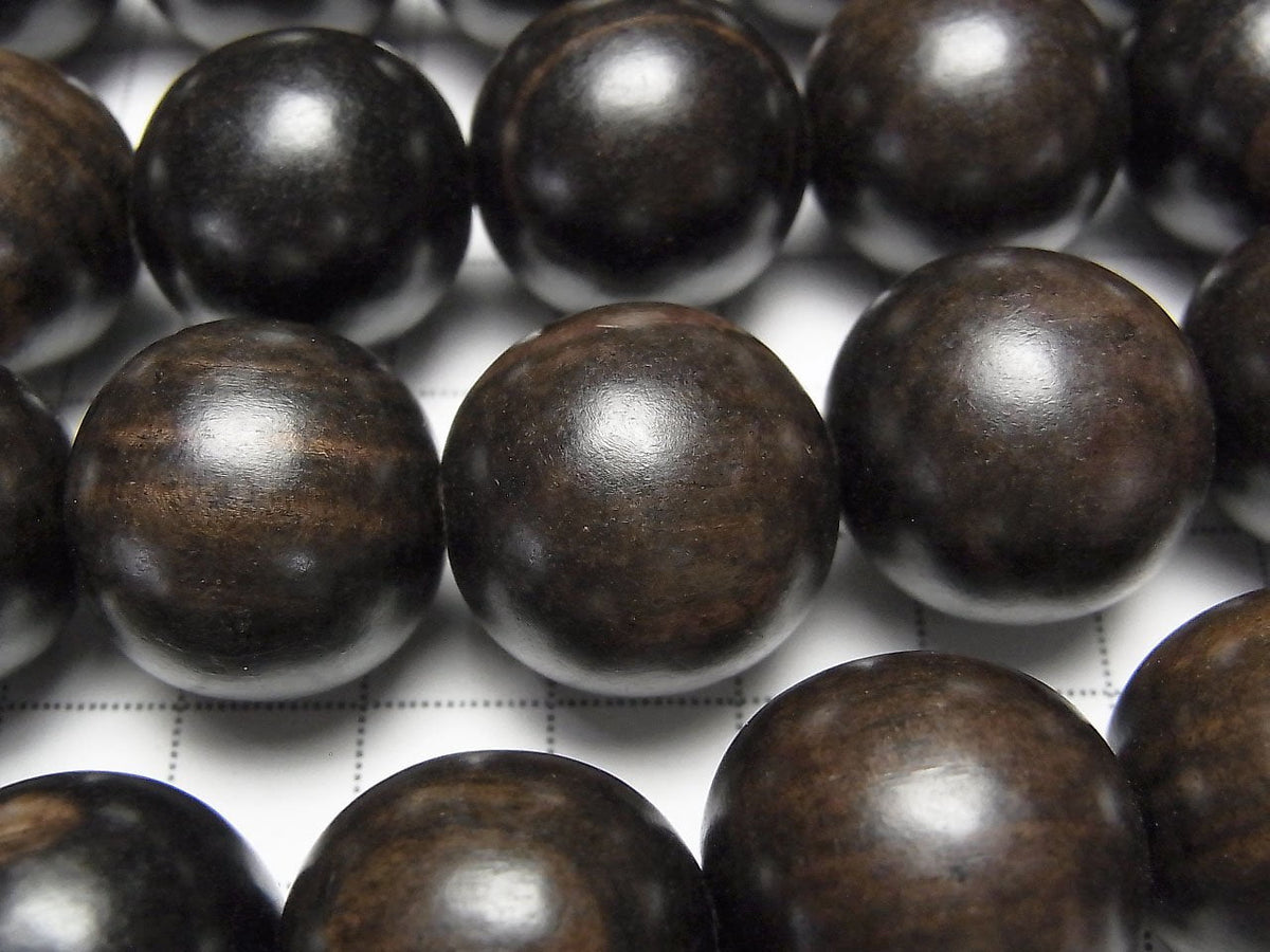 Ebony Wood Semi Round 20mm half or 1strand beads (aprx.15inch/36cm)