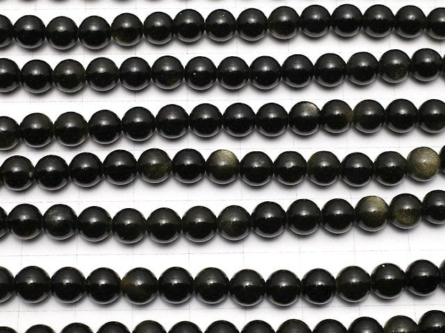 [Video]Golden Obsidian AAA Round 6mm 1strand beads (aprx.15inch/36cm)