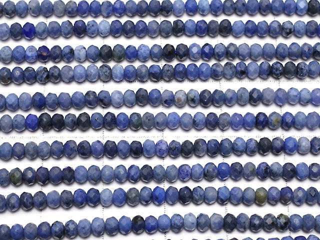 [Video]High Quality! Dumortierite Faceted Button Rondelle 3x3x2mm 1strand beads (aprx.15inch/37cm)