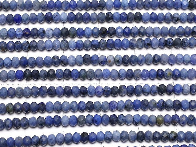 [Video]High Quality! Dumortierite Faceted Button Roundel 3x3x2mm 1strand beads (aprx.15inch/37cm)