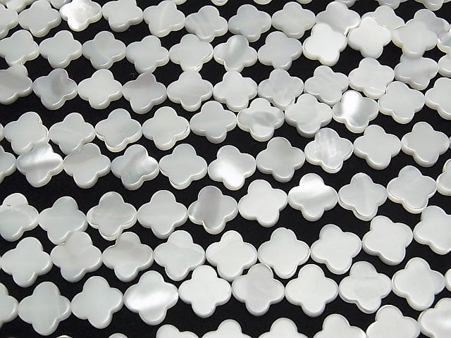 [Video] Mother of Pearl MOP Flower Motif 12x12x2.5mm White 1strand beads (aprx.15inch / 37cm)