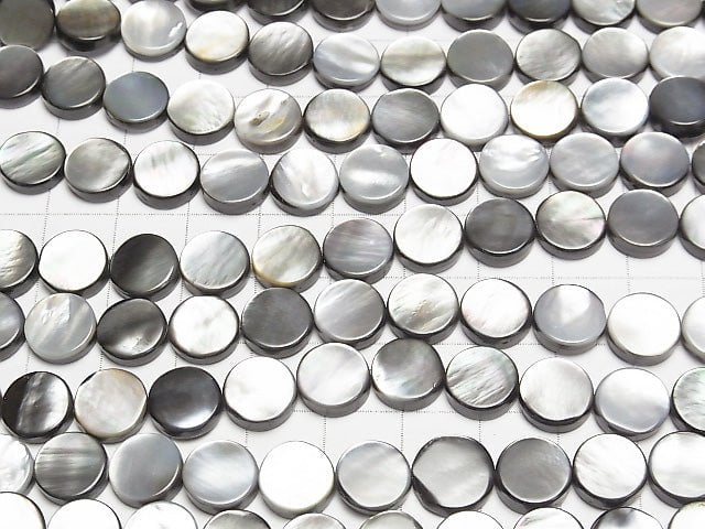 High Quality Black Shell (Black-lip Oyster)AAA Flat Coin 10x10x3mm 1strand beads (aprx.15inch/37cm)