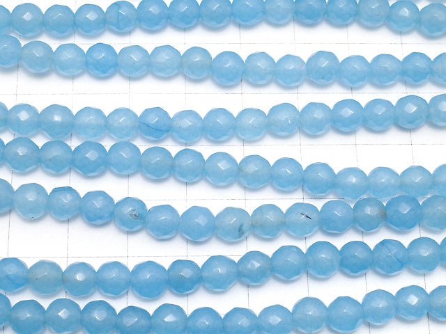 Blue Jade 64Faceted Round 6mm 1strand beads (aprx.15inch / 36cm)