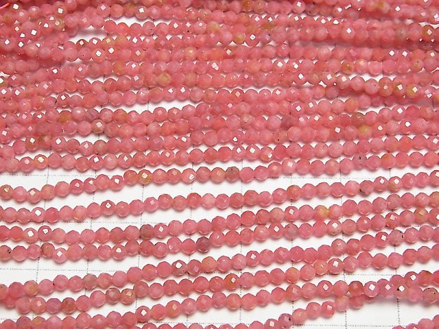 [Video] High Quality! Rhodonite AAA- Faceted Round 3mm 1strand beads (aprx.15inch / 37cm)