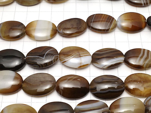 [Video]Brown Stripe Agate AAA Oval 25x18mm half or 1strand beads (aprx.14inch/36cm)