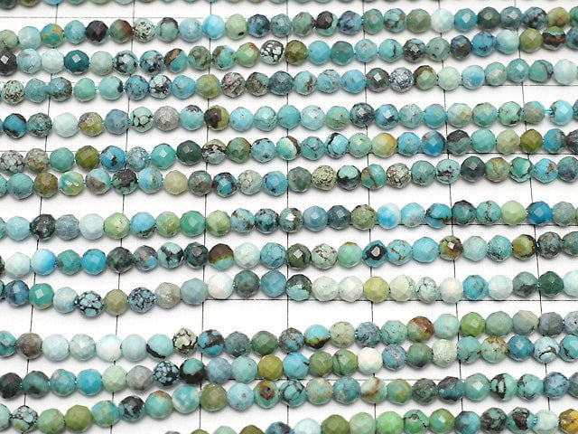 [Video] High Quality! Turquoise AA++ Faceted Round 3mm 1strand beads (aprx.15inch / 37cm)