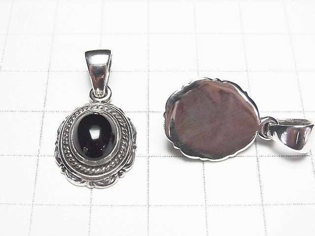 Onyx  Oval Pendant 22x15x7mm Silver925  1pc