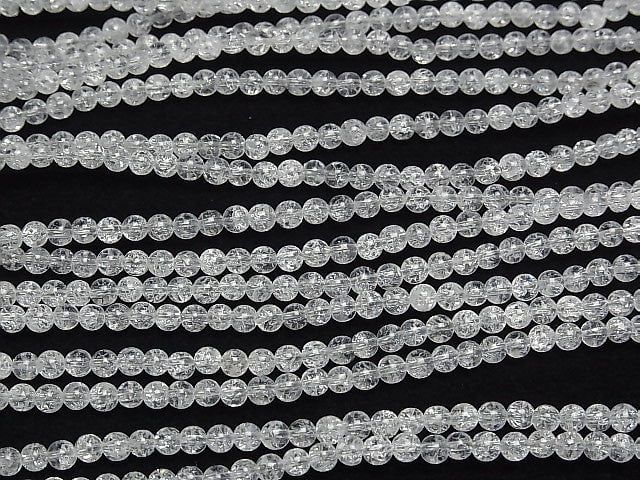 Cracked Crystal Round 3mm NO.2 (many cracks) 1strand beads (aprx.15inch/38cm)