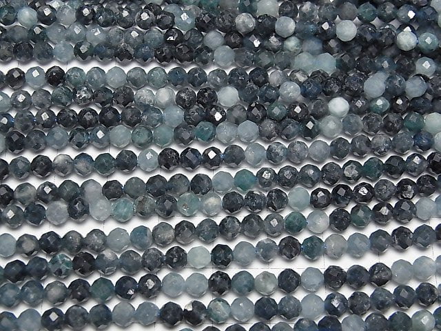 [Video]High Quality! Indigolite Tourmaline AA Faceted Round 4mm 1strand beads (aprx.15inch/37cm)