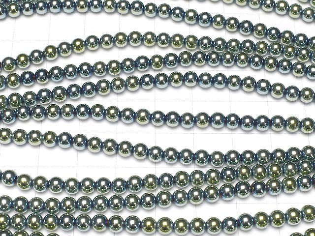 [Video] Hematite Round 4mm metallic green 1strand beads (aprx.15inch / 38cm)