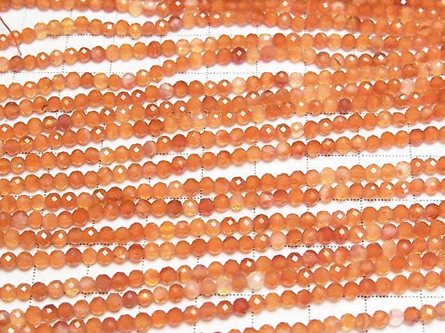 [Video] High Quality! Mixed Carnelian Faceted Round 3mm 1strand beads (approx. 15 inches/37 cm)