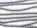 Hematite Round 4mm Silver coating 1strand beads (aprx.15inch / 38cm)