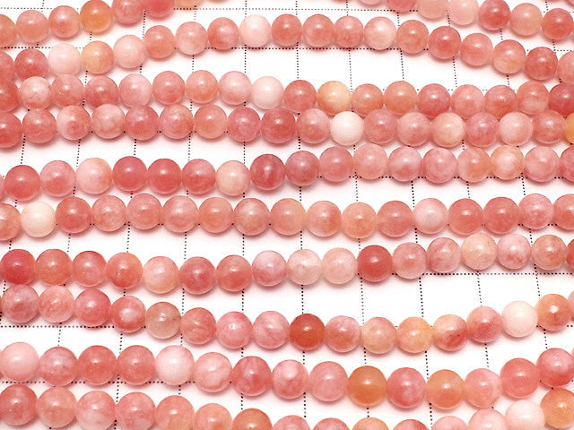 Pink & White Jade Round 6mm 1strand beads (aprx.15inch / 37cm)