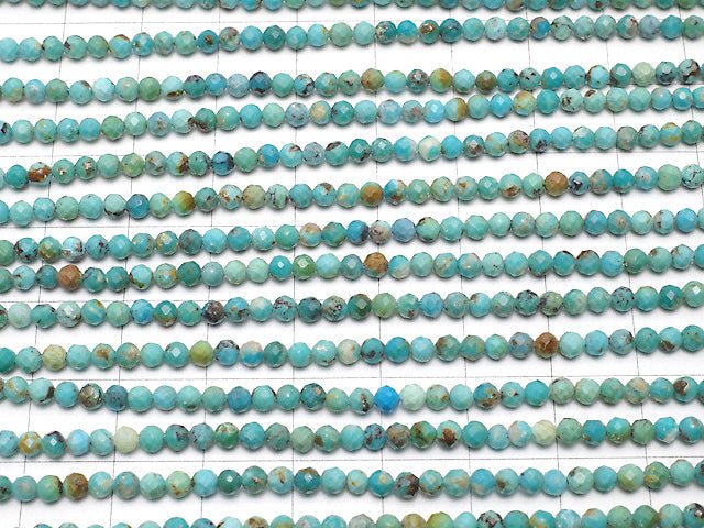 [Video]High Quality! Turquoise AA++ Faceted Round 3mm half or 1strand beads (aprx.15inch/37cm)