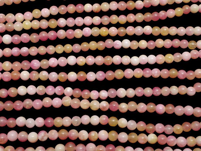 Pink & Yellow Jade Round 4mm 1strand beads (aprx.15inch / 36cm)