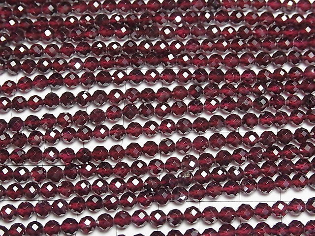 [Video] High Quality! Mozambique High Quality Garnet AAA Faceted Round 4mm 1-strand beads (approx. 15 inches/36 cm)