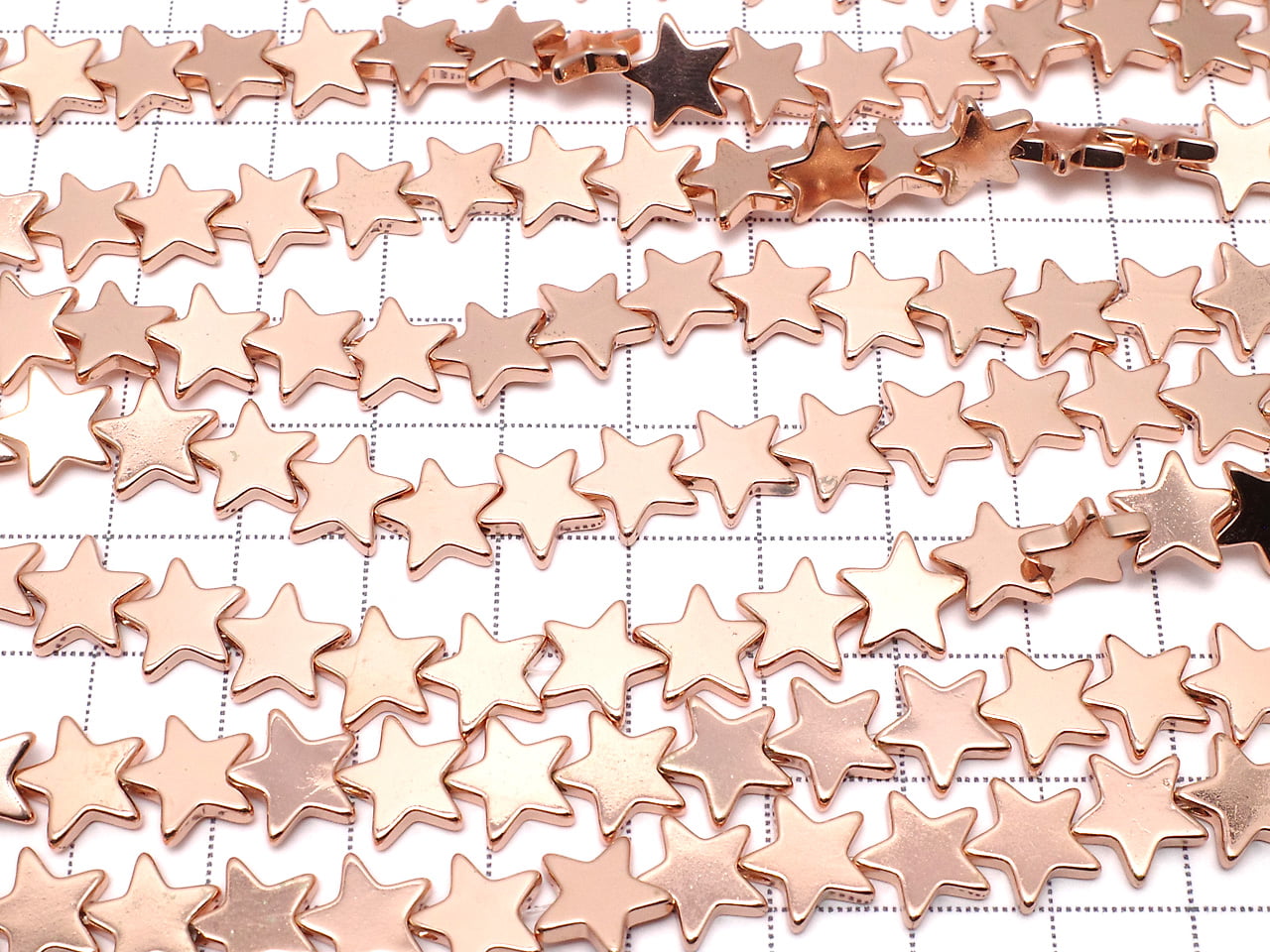 Hematite Star 10x10mm Pink Gold Coating 1strand beads (aprx.15inch/37cm)