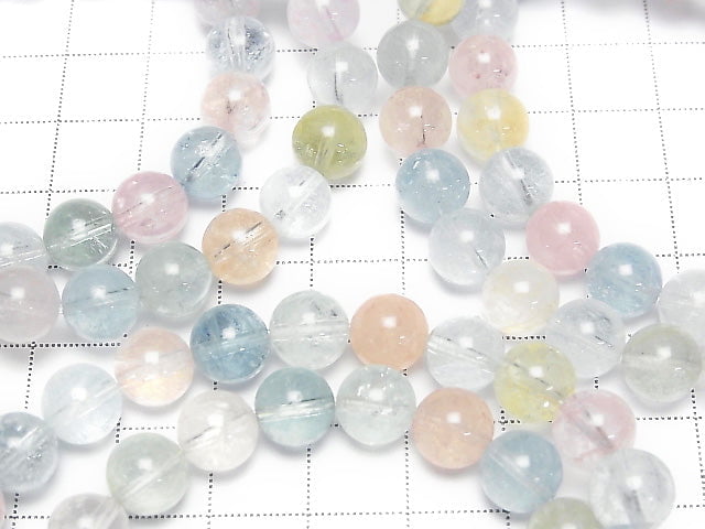 [Video] Beryl Mix (Multicolor Aquamarine) AAA Round 8.5mm Bracelet