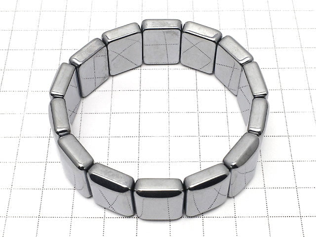 [Video] Terahertz 2 Hole Faceted Rectangle 20x15x6mm Bracelet