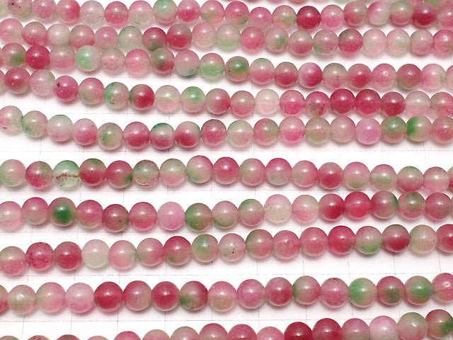 Red & Green Jade Round 6mm 1strand beads (aprx.15inch / 36cm)