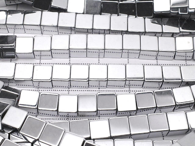 [Video] Hematite Cube 6 x 6 x 6 mm Silver coating 1 strand beads (aprx.15 inch / 38 cm)