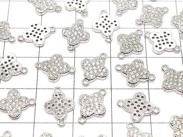 Metal Parts Joint Parts Flower 12 x 8.5 Silver Color (with CZ) 1 pc $1.99