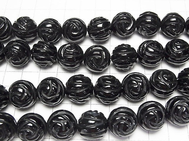 [Video] Onyx AAA Round Rose Cut 16mm 1/4 or 1strand beads (aprx.14inch/35cm)
