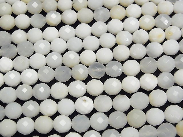 African White Opal 64 Faceted Round 8mm half or 1strand beads (aprx.15inch / 38cm)