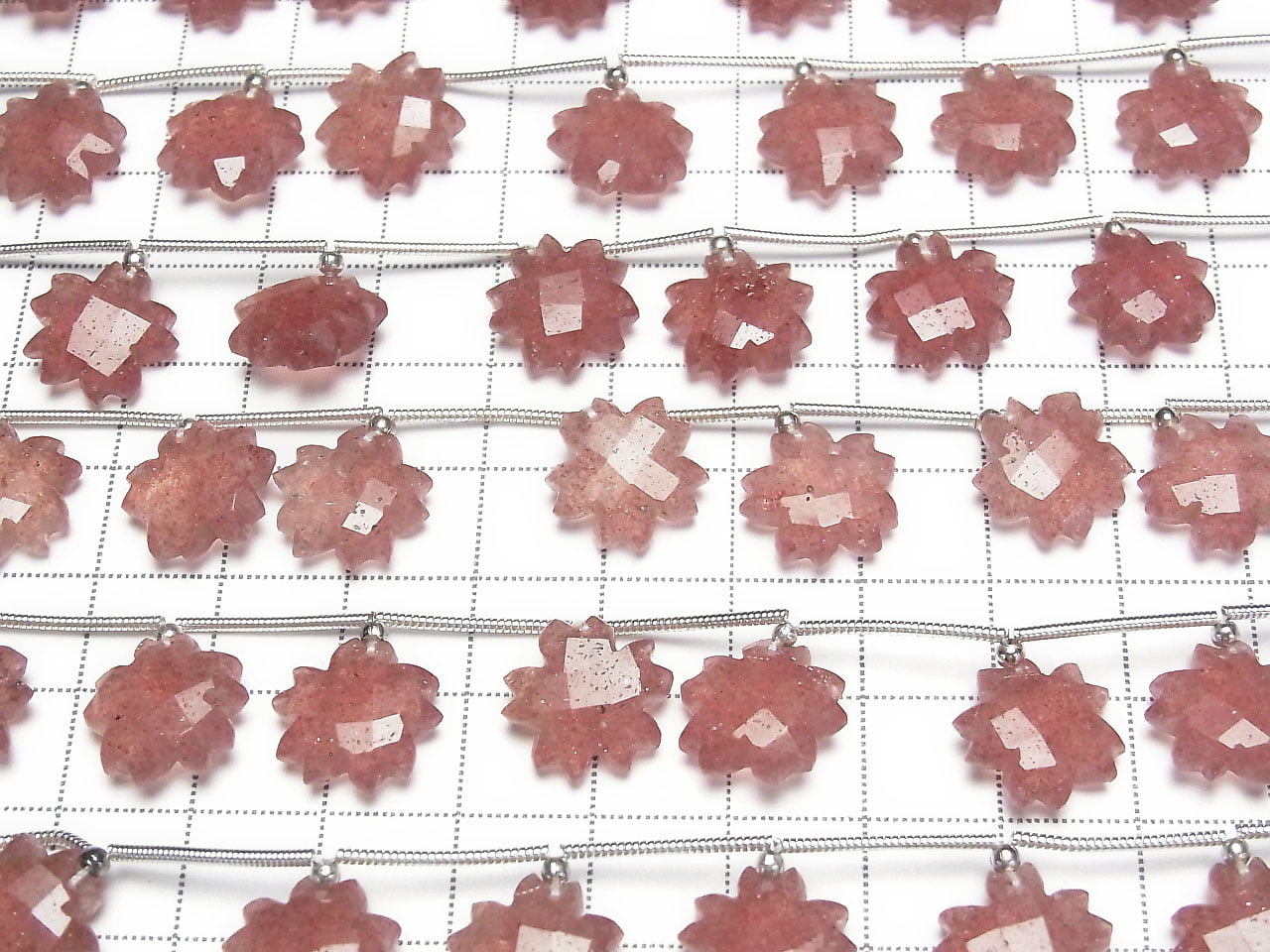 High Quality Pink Epidote AA++ Flower Shape 1strand beads (6pcs)