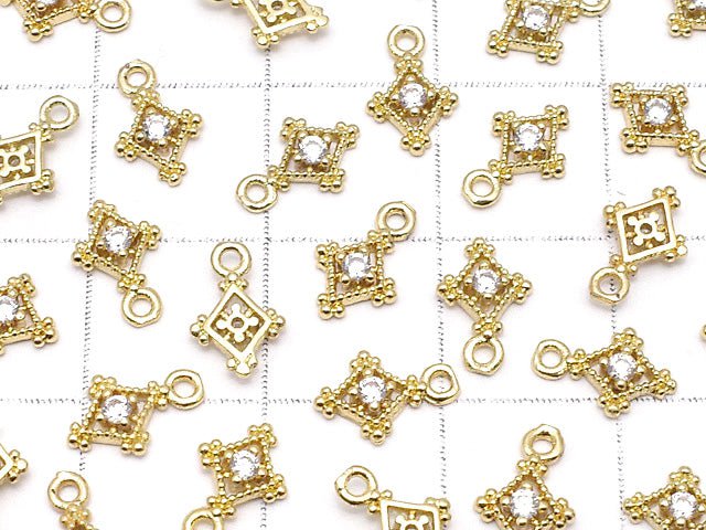 Metal Parts Diamond Charm Gold Color (with CZ) 3pcs $2.99!